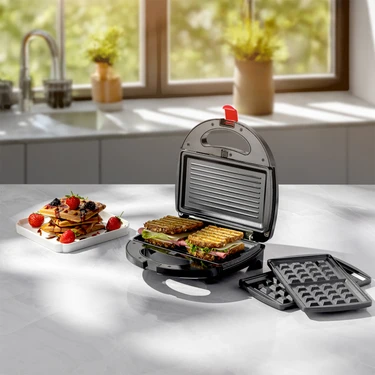 Homend Toastbuster 1325H Çıkarılabilir Waffle Plakalı Tost