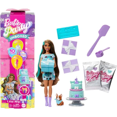 Barbie Party Unboxed Köpeğimin Doğum Günü Serisi Kırmızı Elbiseli