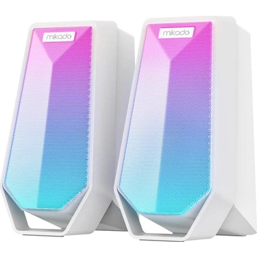 Mikado MD-188 2.0 5W*2 Bluetooth Beyaz RGB Aydınlatmalı + USB Kablo USB 5V Speaker