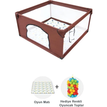 Premio Keten Güvenli Bebek ve Çocuk Oyun Alanı Oyun Parkı 120X120 Oyun Matı ve