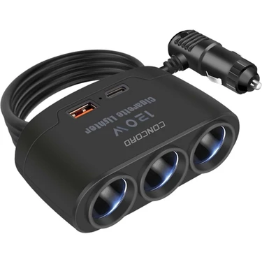 Concord C-778 120W  Çakmaklık Çoğaltıcı + Type-C + USB 