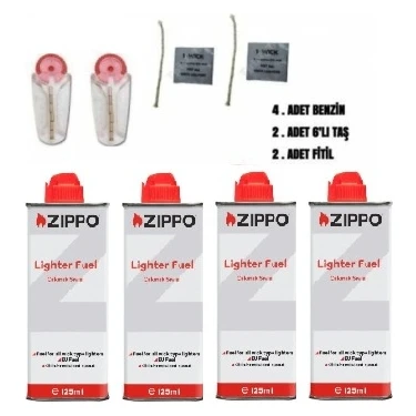 Zippo Benzin 4 Adet 2 Adet Taş ve 2 Adet