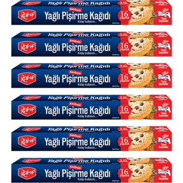 Roll-Up Kesilmiş Pişirme Kağıdı 16 Yaprak 6lı Kutu
