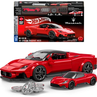 Mattel Brick Shop™ Hot Wheels® Speed Serisi - Maserati MC20 Yapı Oyuncağı Seti (250 Parça),