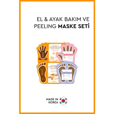 Mjcare El Ayak Peeling ve Bakım Maske Seti - 4 Aşamalı Profesyonel Yenileme ve Bakım