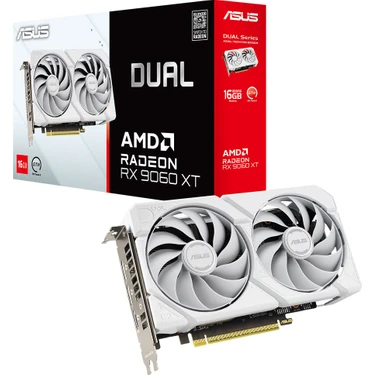 Asus DUAL-RX9060XT-16G-WHITE-AMD-RADEON-RX 9060 XT-16G-16GB GDDR6-128BIT-3250MHZ-HDMI-2XDP-EKRAN