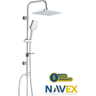 Navex Drom-H Paslanmaz Krom Tepe Duş Seti 5 Yıl