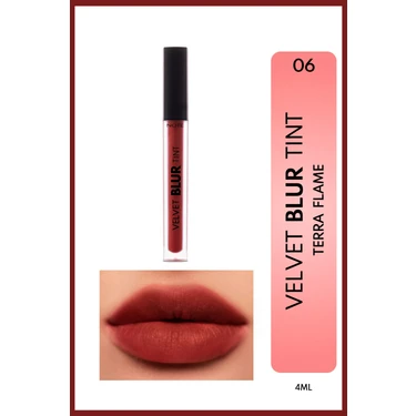 Velvet Blur Tint Kadife Bitişli Nemlendirici Mat Ruj - 06 Terra Flame -