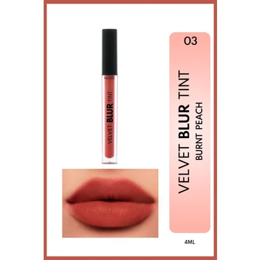 Velvet Blur Tint Kadife Bitişli Nemlendirici Mat Ruj - 03 Burnt Peach -