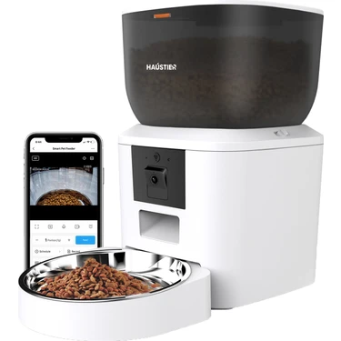 Haustier QQ029 Kameralı 1080P Gece Görüş, Akıllı Kedi Köpek Mama Kabı, 2.4ghz/5ghz, 4lt, Metal