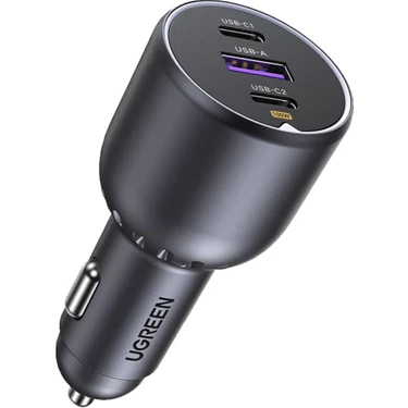 UGREEN 130W 3 Portlu Araç İçi Şarj Cihazı Çakmaklık Adaptörü,