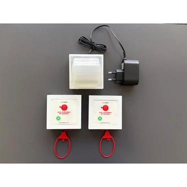 Kablosuz Ipli Wc Buton ve Uyarı Lambalı Engelli Yardım Çağrı Alarm Seti ( 2 Buton 1 Lamba