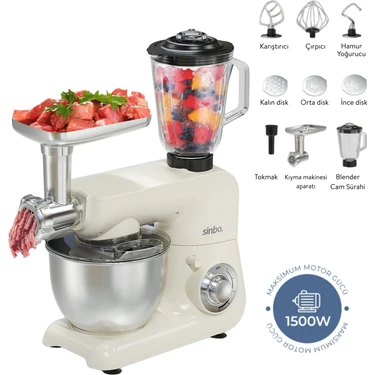 Sinbo SMX-2775 Çok Amaçlı Mutfak Şefi (Hamur - Kıyma - Blender