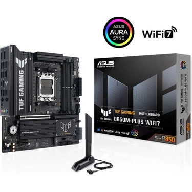 Asus Tuf Gamıng B850M-PLUS Wıfı7 Amd B850 Am5 Ddr5 8000 Dp HDMI 3x M2 Usb3.2 Gen 2x2 Wifi 7 + Bt