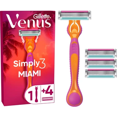 Gillette Venus Gillette Simply Venus 3 Tıraş Makinesi + 3 Yedek Tıraş Bıçağı Kadınlar İçin