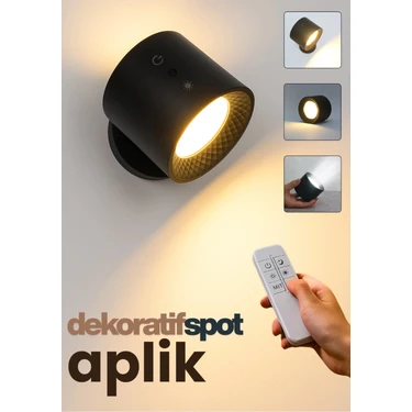 Mıknatıslı Uzaktan Kumandalı Çift Taraflı Duvar Aplik LED Aydınlatma 3 Renk USB