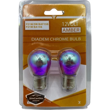Diadem Ampul Krom Amber Tek Duy Park Ampulü 1141 12V 21W 93 Turuncu Işık P21W Düz Tırnak 2'li
