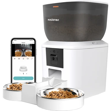 Haustier QQ029-DUAL Kameralı 1080P Gece Görüş, Akıllı Kedi Köpek Mama Kabı, 2.4ghz/5ghz, 4lt, Metal