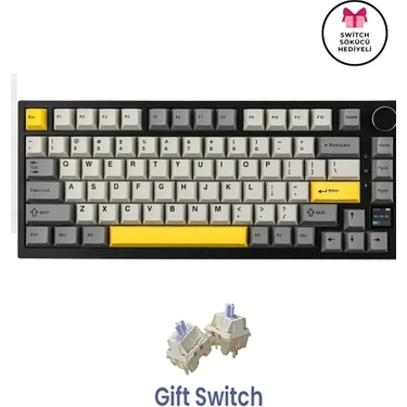 Ajazz AK820 Pro Mekanik Oyun Klavyesi 3 Modlu Tft Renkli Ekran, Gasket Yapı Hot Swap