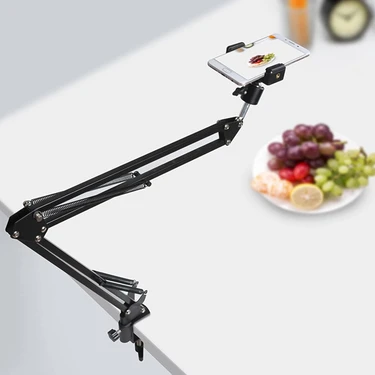 Üstten Çekim Masa Telefon Tutucu | Katlanabilir ve 360° Döner Ayarlanabilir Stand, Video Çekimi ve