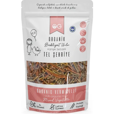 OG natural Organik Karışık Sebzeli Bakliyat Unlu Tel Şehriye 180 Gr +8