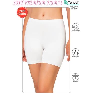 Özkan 27781 Kadın Premium Kumaş Modal Pamuklu Esnek Rahat Ara Boy Diz Üstü Kısa Tayt Şort