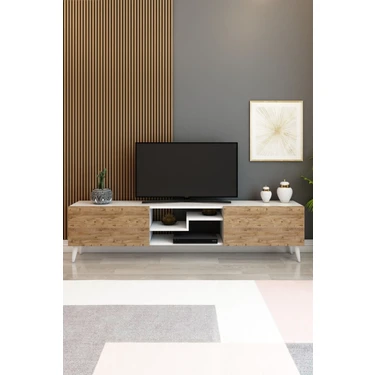 Model Z 150 cm Tv Ünitesi – Dekoratif Raflı Televizyon Ünitesi Iki Kapaklı Modern Tv Sehpası |