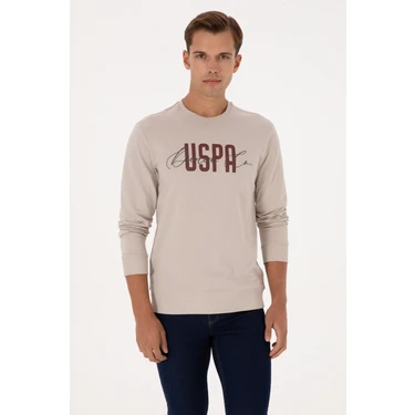 U.S. Polo Assn. Erkek Regular Fit Bisiklet Yaka Taş İnce Sweatshirt