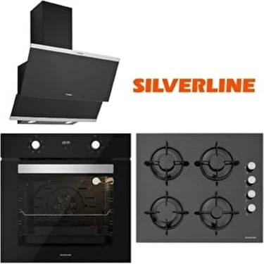 Silverline Siyah Cam Ankastre Set BO6502B02 CS5349B01 3420 Enerji Sınıfı A Modern