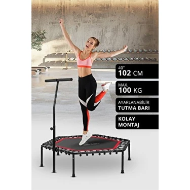 T-218 102 cm (40’’) Tutunmalı Step Trambolin / 3 Kademeli Tutunma Barı (110-118-126
