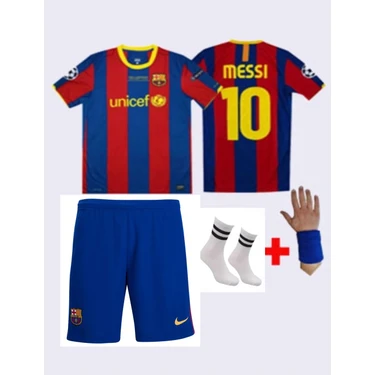 Sidas Barcelona Lionel Messi 2011 Sezon  Şampiyonlar Ligi Çocuk Forma Takımı 4 Parça Forma Şort