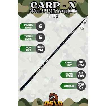 Oslo Carp-X 8000 Oslo Carp-X 360CM 3,5lbs Sazan Olta Seti Fiyatı