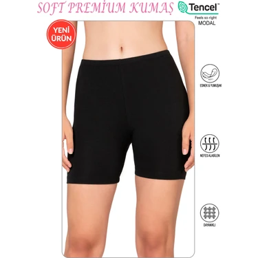 Özkan 27781 Kadın Premium Kumaş Modal Pamuklu Esnek Rahat Ara Boy Diz Üstü Kısa Tayt Şort