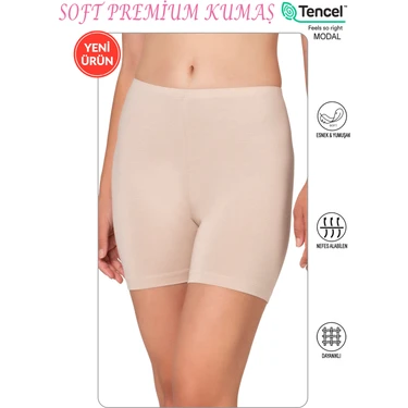 Özkan 27781 Kadın Premium Kumaş Modal Pamuklu Esnek Rahat Ara Boy Diz Üstü Kısa Tayt Şort