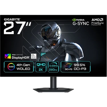 Gıgabyte MO27Q28G Woled 2k Qhd 280Hz 0.03MS, Freesync Premium Pro,g-Sync Compatible,displayhdr True
