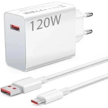 Xiaomi Type-C 120W (Watt) Hızlı Şarj+Turbo Şarj Cihazı Adaptörü ve 6A Kablolu Kutulu
