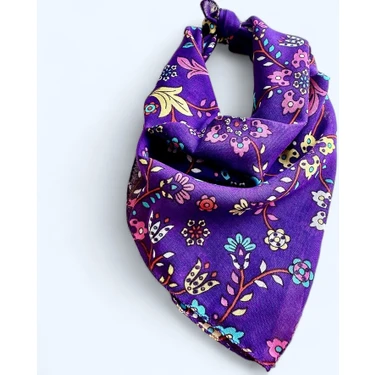 ALS Tasarım Dünyası Mor Renk Içerisinde Çiçek Desenli Çok Amaçlı Bandana %100 Cotton BND8183, One