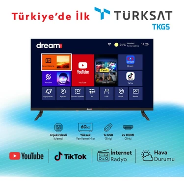 Dreamstar 32DSE100 32 İnç 82 Ekran | Uydu Alıcılı | Dahili Wi-Fi LED HD TV 1366 x 768 Çözünürlük