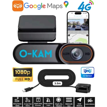 O-kam 2026 4G Araç Içi Kamera ve Görüntülü Araç Takip Sistemi Google Maps 1080P Kamera