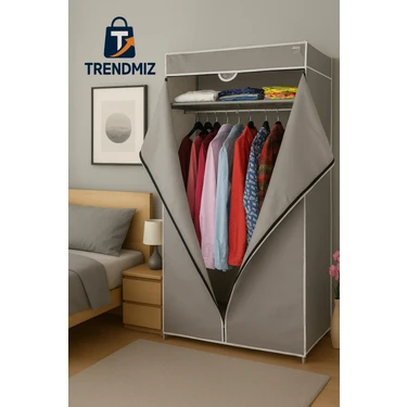Trendmiz  Student  Bez Dolap | Metal Iskeletli Kumaş Gardırop | Toz Geçirmez Fermuarlı Hurç