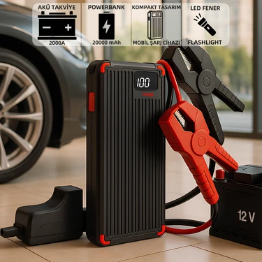 Mioji Mio D6H Plus 20000mAh 2000A Jump Starter Hızlı Şarj Destekli Akü Takviye Cihazı +
