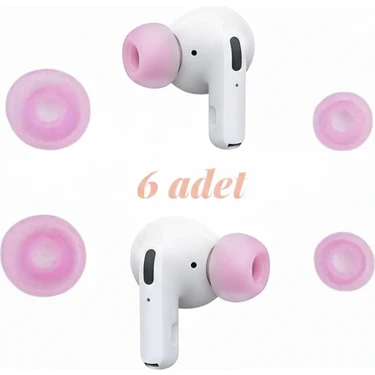 Kulaklık Için Silikon Uçları 6 Adet ( 2x Küçük - 2x Orta - 2x Büyük ) Pembe Yumuşak