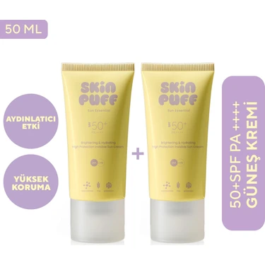 Skin Puff Sun Essential Spf 50+ Pa++++ Aydınlatıcı ve Nemlendirici Yüksek Koruma Güneş Kremi - 2'li
