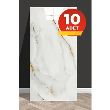 10 Adet 30X60 cm Beyaz Bej Gold Mermer Desenl Kendinden Yapışkanlı Mutfak Banyo Kaplama Pvc