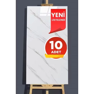 BienHome 10 Adet 30X60 cm Beyaz Mermer Desenli Kendinden Yapışkanlı Seramik Köpük Banyo Wc Kaplama