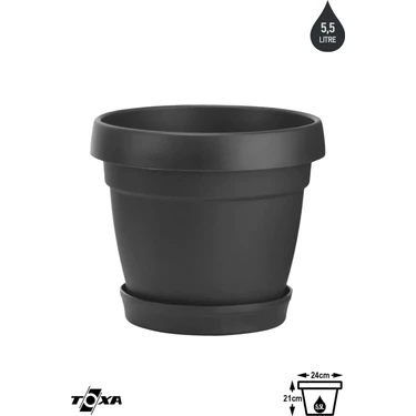 1 Adet 5,5 Litre Mono Saksı Tabaklı Drenaj Delikli Plastik Çiçek