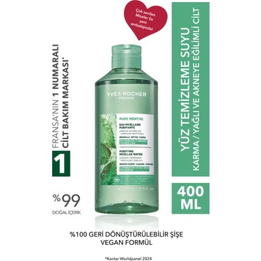 Yves Rocher Micellar Makyaj Temizleme Suyu-Karma,yağlı,sivilce Eğilimli Cilt-Pure Menthe Botanik