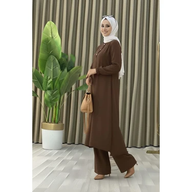 Tesettür Ikili Takım Uzun Tunik Bol Paça