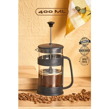 French Press - Dayanıklı Malzeme Filtre Kahve ve Bitki Çayı Demliği Paslanmaz Çelik Süzgeç 400