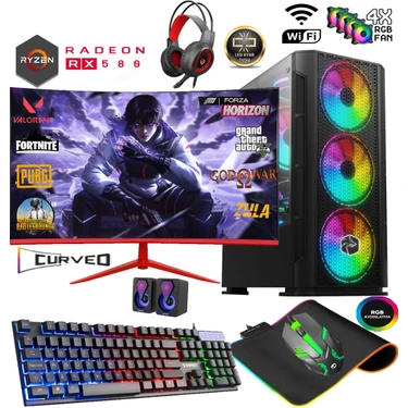 その他 TEN BUF RED L TC88X Ryzen 5 5500 16GB 512GB M2 SSD RX580 8gb 23.6' Curved Fiyatı